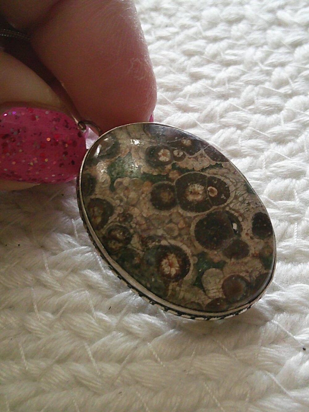 Natural BIRDS EYE JASPER Handmade Sterling 925 Pendant/Chain #13F